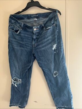 Maurices Women's Ripped Dark Blue Boyfriend Jeans